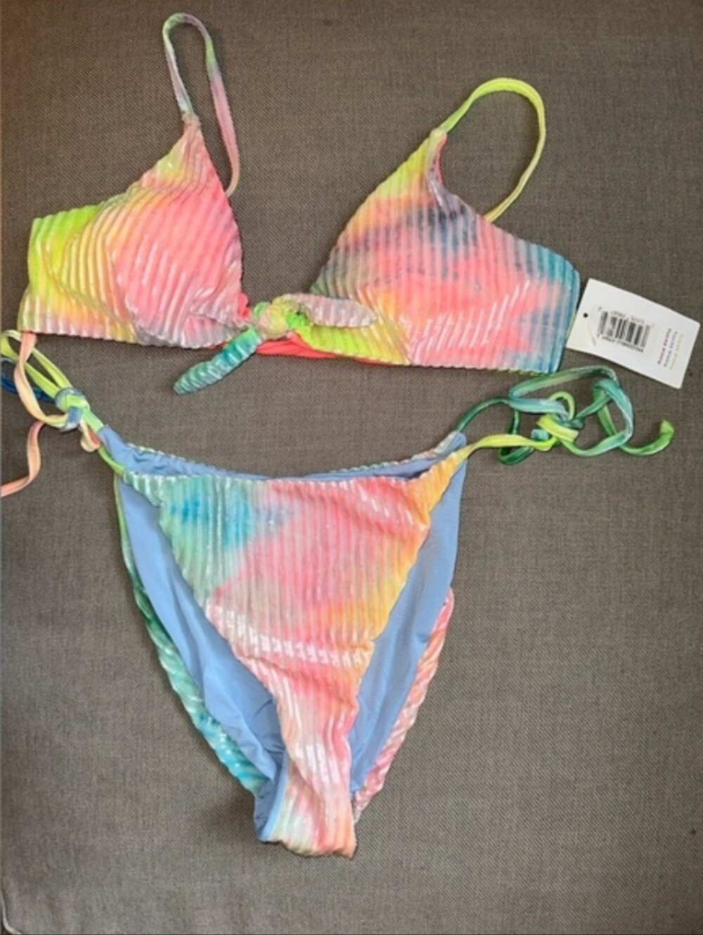 NWT Tie-Dye Ribbed Triangle Bikini Set Dippin' Daisy's Size Large